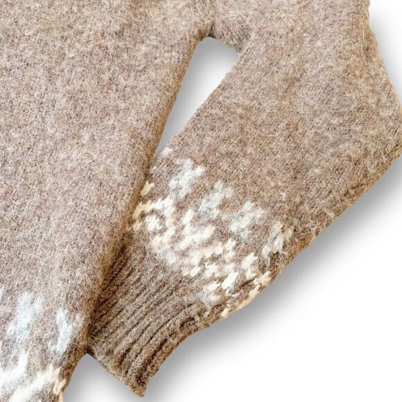 Vintage 80s Tally Ho Tan Cream Classic Fair Isle Shetland 100% Pure Wool Sweater - Picture 7 of 13